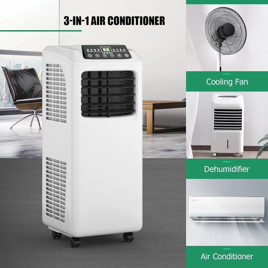 EP23048 10000 BTU Portable Air Conditioner and Dehumidifier Function in White with Window Kit Remote