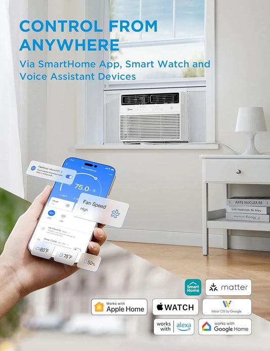 12,000 BTU Window Air Conditioner, Smart Inverter, Cools up to 550 Sq Ft, Wi-Fi and Alexa, White