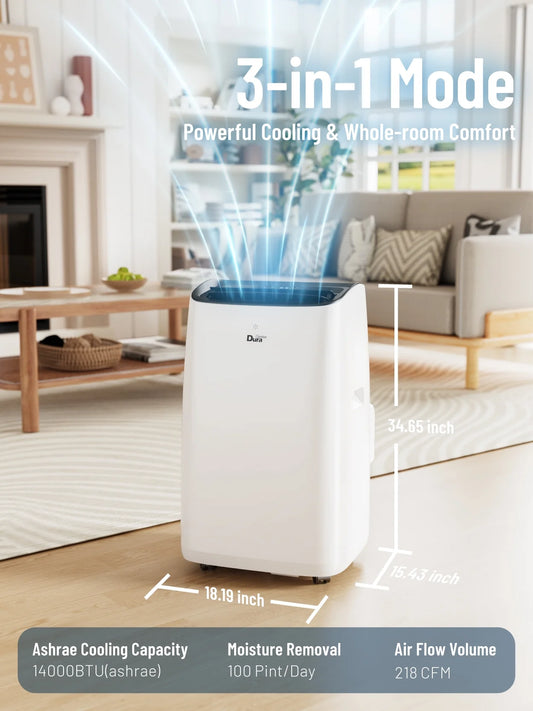 Portable Air Conditioners 14000 BTU, Dehumidifier, Cooling, Fan, Remote Control, 450 Sq. Ft