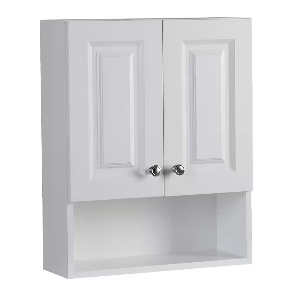 Lancaster 21 In. W X 8 In. D X 26 In. H Surface-Mount Raised Panel Bathroom Storage Wall Cabinet in White