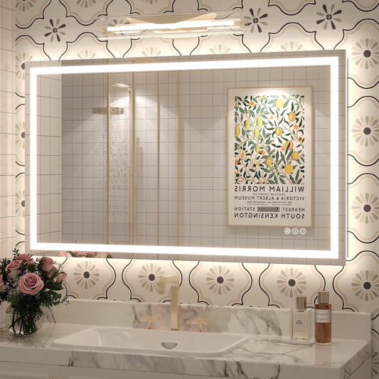 40"X24" LED Mirror for Bathroom, 24V Pro Backlit & Frontlit Vanity Mirror, UL Certified Anti-Fog Dimmable