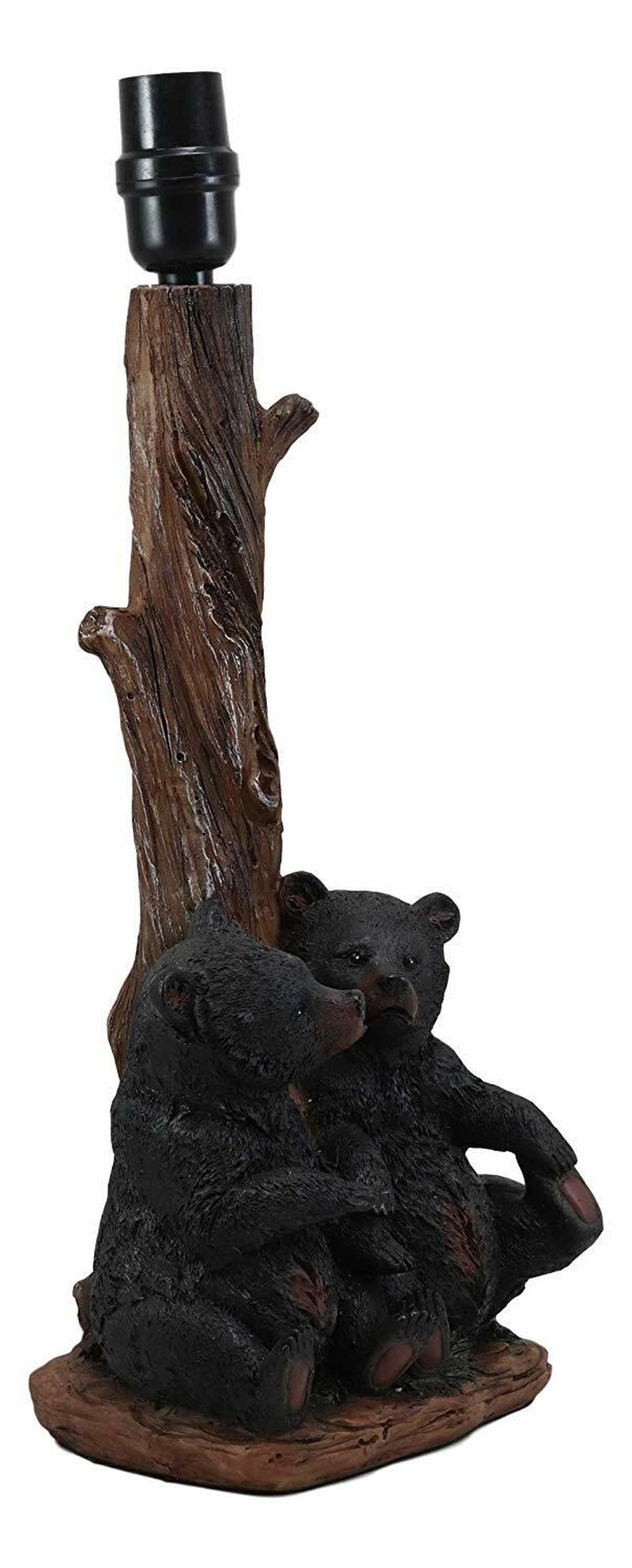 Ebros Loving Siblings Two Baby Black Bear Cubs Table Lamp Sculpture with Shade
