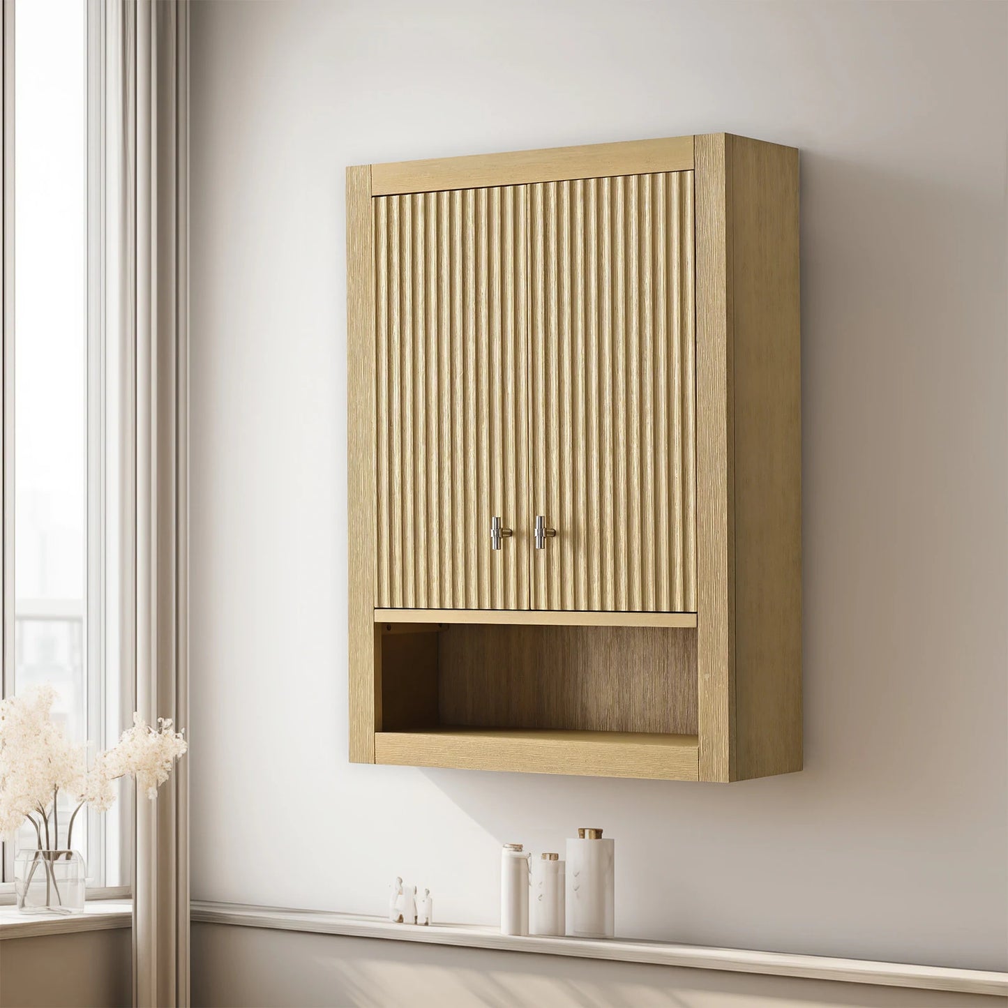 24 "Wall Mounted Bathroom Storage Cabinet with Soft Close Doors