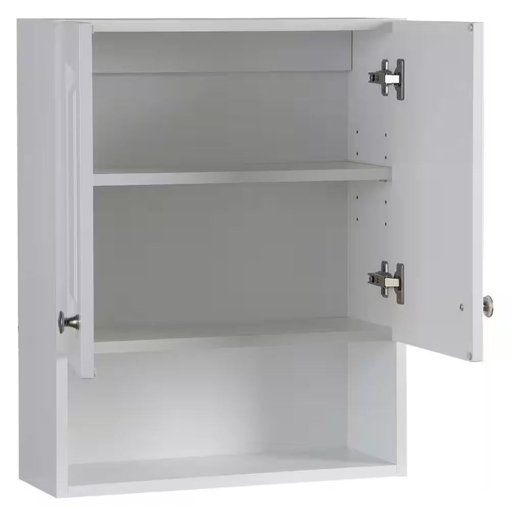 Lancaster 21 In. W X 8 In. D X 26 In. H Surface-Mount Raised Panel Bathroom Storage Wall Cabinet in White