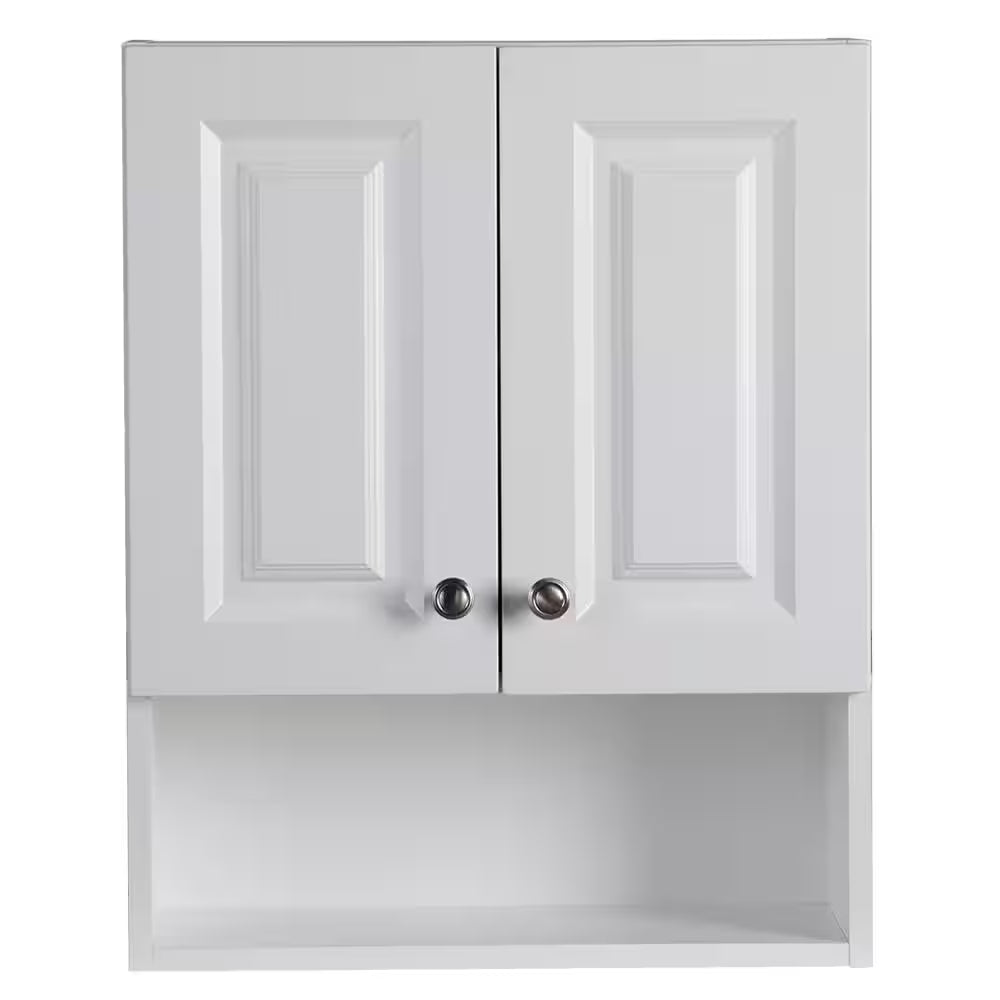 Lancaster 21 In. W X 8 In. D X 26 In. H Surface-Mount Raised Panel Bathroom Storage Wall Cabinet in White