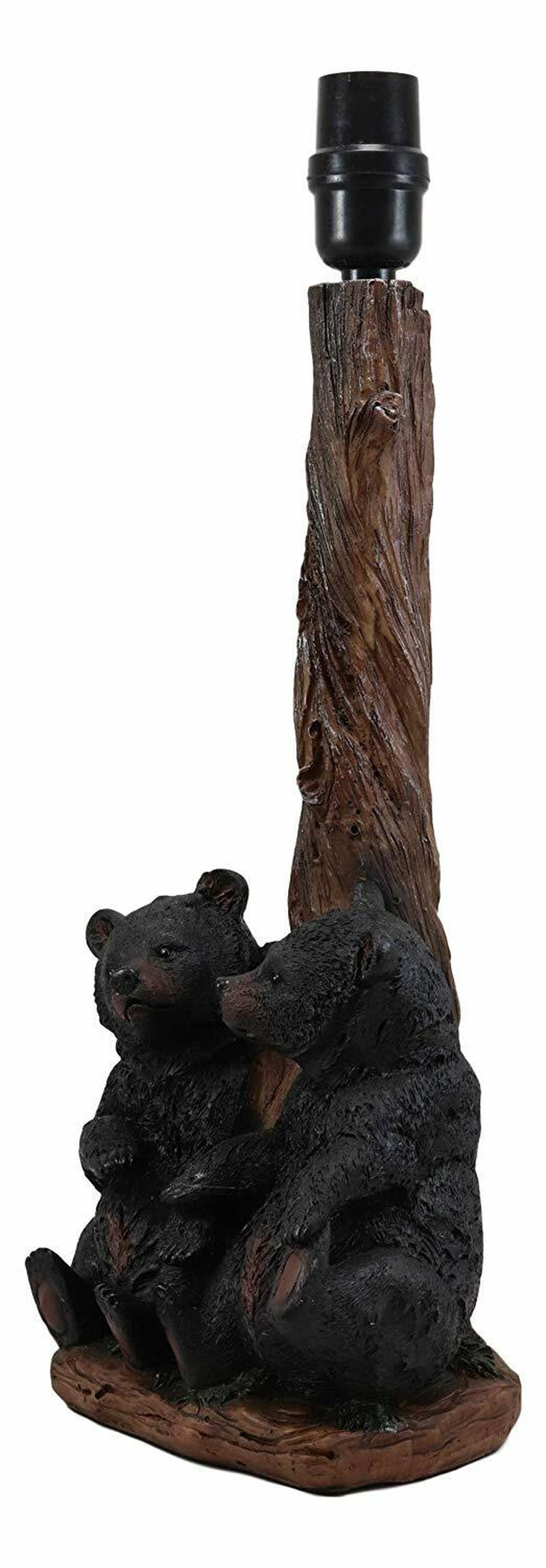 Ebros Loving Siblings Two Baby Black Bear Cubs Table Lamp Sculpture with Shade