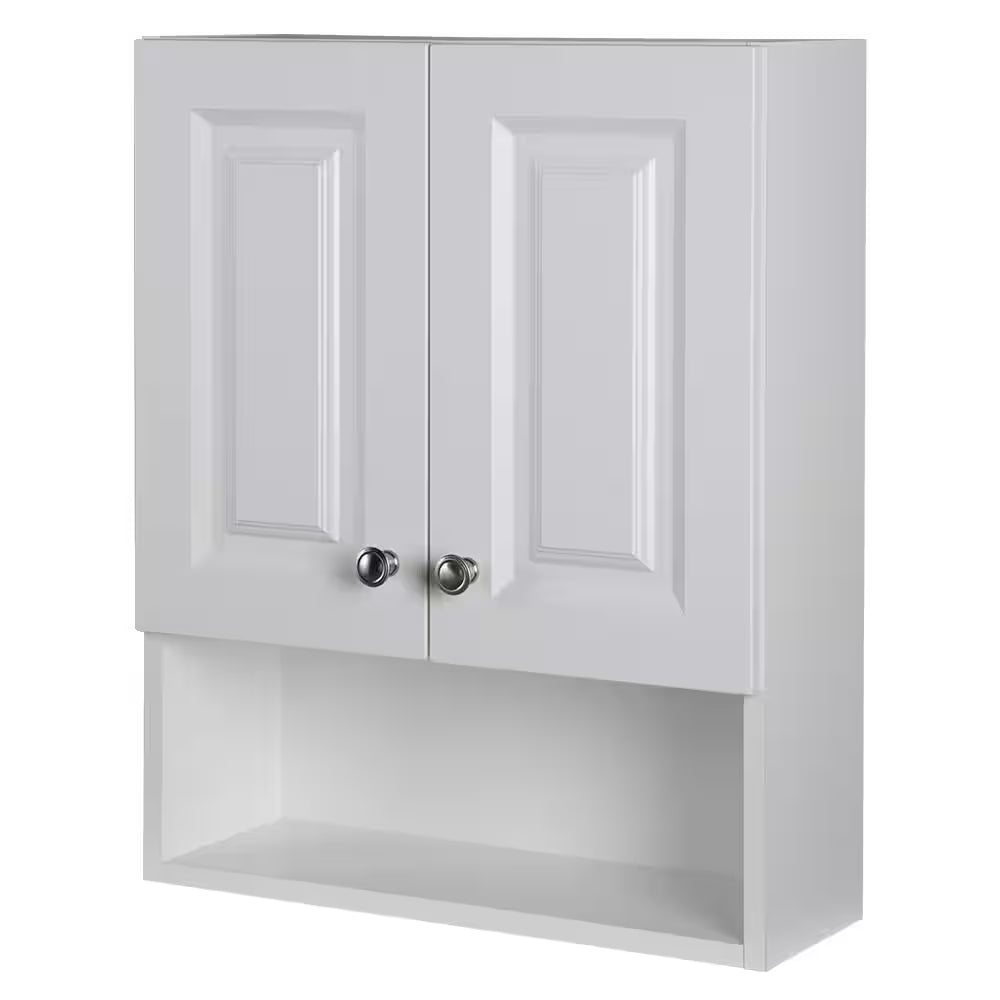 Lancaster 21 In. W X 8 In. D X 26 In. H Surface-Mount Raised Panel Bathroom Storage Wall Cabinet in White