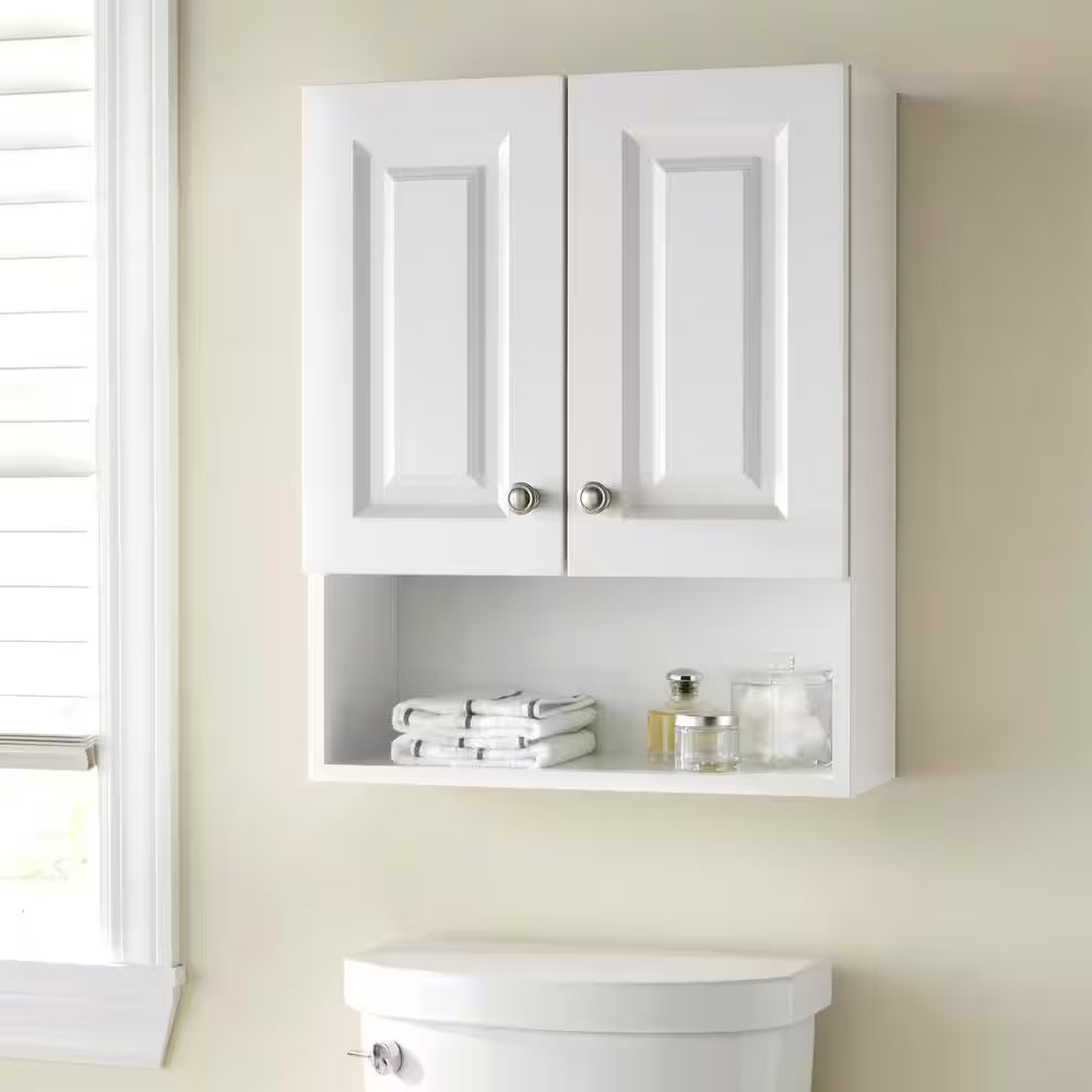 Lancaster 21 In. W X 8 In. D X 26 In. H Surface-Mount Raised Panel Bathroom Storage Wall Cabinet in White