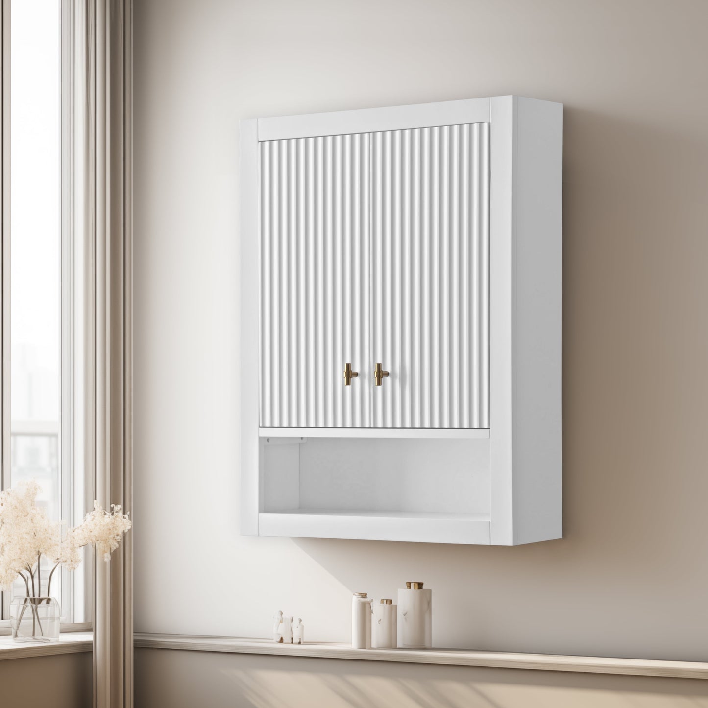 24 "Wall Mounted Bathroom Storage Cabinet with Soft Close Doors