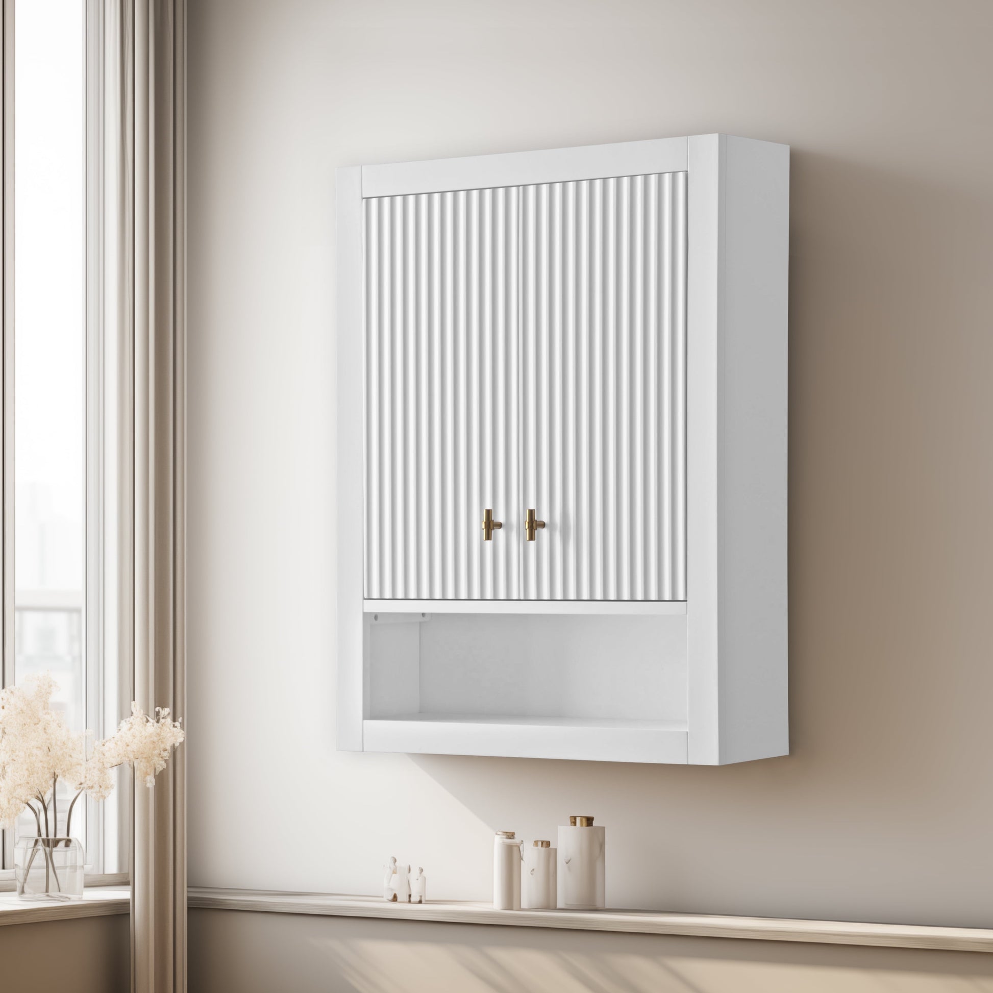24 "Wall Mounted Bathroom Storage Cabinet with Soft Close Doors