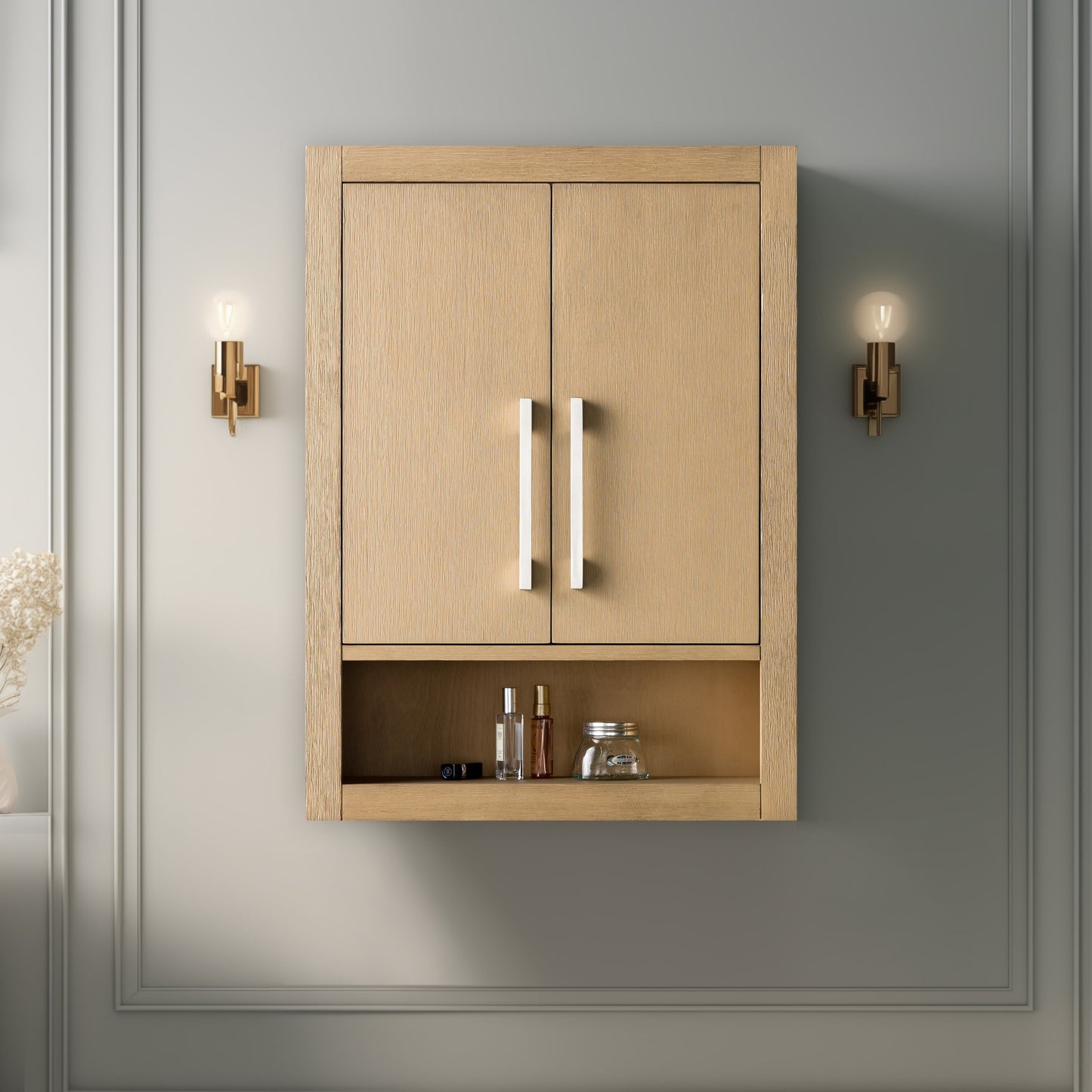 24 "Wall Mounted Bathroom Storage Cabinet with Soft Close Doors