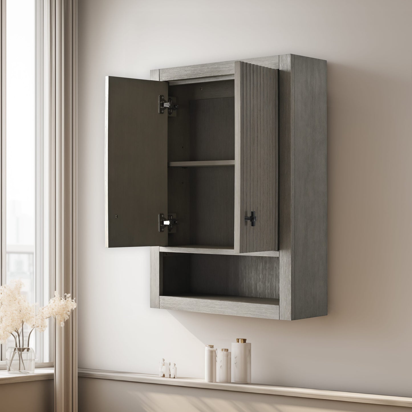 24 "Wall Mounted Bathroom Storage Cabinet with Soft Close Doors
