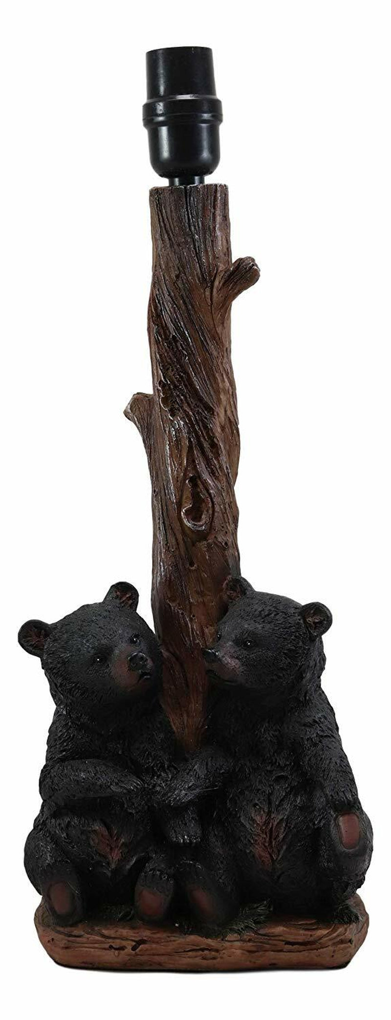 Ebros Loving Siblings Two Baby Black Bear Cubs Table Lamp Sculpture with Shade